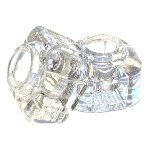 Antique British Art Deco Crystal Inkwell Set Of 2 - Picture 1 of 13